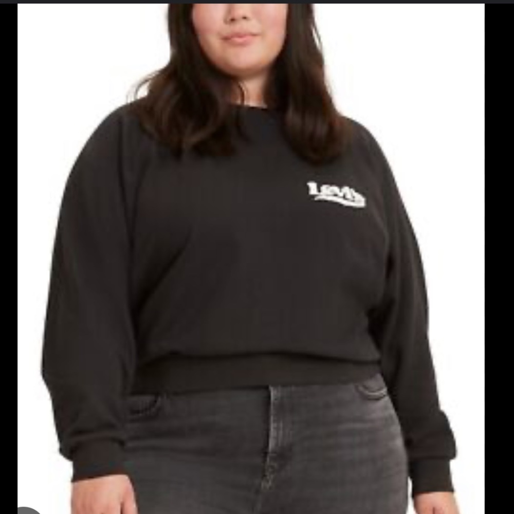 NWT LEVI Women’s Black crop crew-neck Long Sleeve Sweatshirt - Size 1X